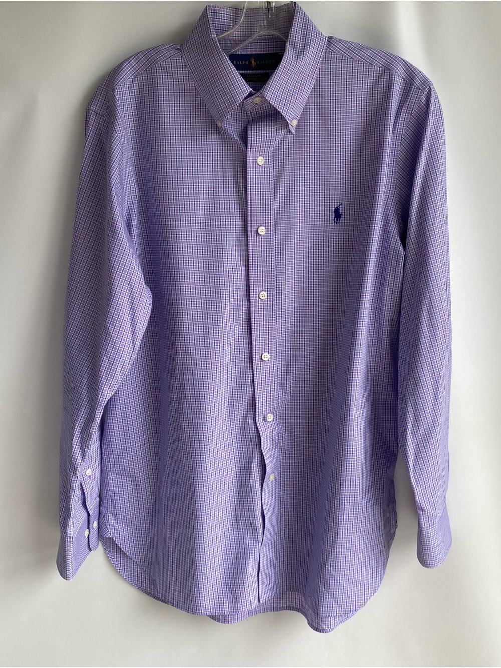 Mens Polo Ralph Lauren purple plaid button down dress shirt preppy Classic